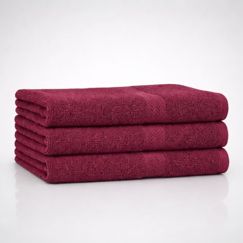 16x27 | 3-Pack | 100% Cotton | Terry Hand Towels Washcloths for Bathroom | Face Towels Bathroom Hand Towels Gym spa Sport Nail Medium weight HIgh absorment fast dry Towels. (Burgundy)