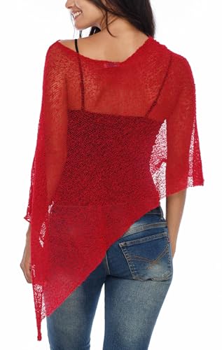 Image of SHU-SHI Womens Sheer Knit Poncho Shrug Lightweight Cover Up One Size Fits Most