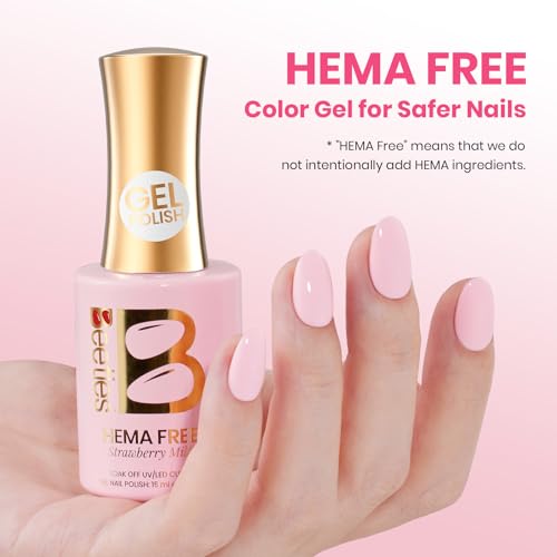 Image of Beetles Milky Pink Gel Nail Polish, Baby Pink Soak Off Gel Polish 15ml | Soft Milky Baby Pink Gel Polish in 15ml Full Size, Designed for Soak Off UV /LED Manicures