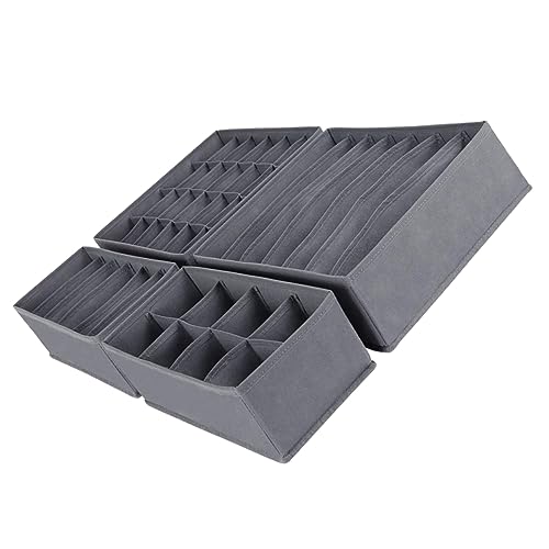 MUCKLILY 4pcs Foldable Underwear Drawer Organizers Space Saving Closet Dividers for Socks Panties Bras Fabric Storage for Neat Home Organization