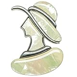 buste de femme au chapeau poster Marque Française Naturosphère - Bijoux naturels C14 - Broche buste dame au chapeau avec nacre blanche