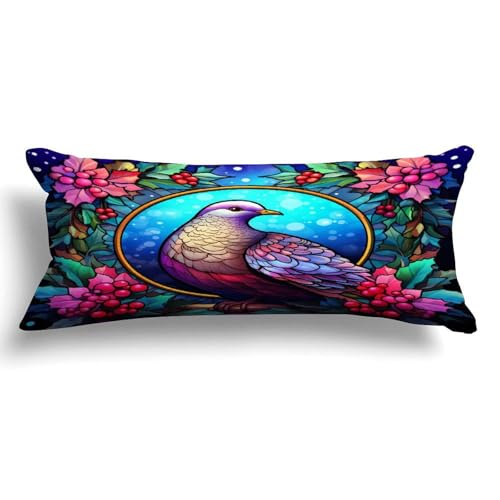 Zipped Body Pillow Case Cover,Stained Glass Christmas Decorative Rectangle Accent Long Body Pillowcase 20x54in Mother's Day Birthday Gifts Christmas for Women Girl Mom