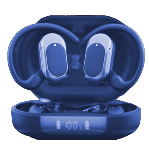 STECEi Open Ear Headphones with Adjustable Ear Hooks, Air Conduction Earbuds with Mic, 36H playtime, Blue
