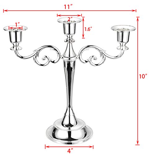 OwnMy 3 Arms Metal Candelabra Candlestick Silver European Elegant Candle Holder Candle Stand for Wedding Dining Table Christmas Party Home Decoration (Silver Tone) by OwnMy - Image 2