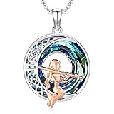 LES OSEWA Collar celta de plata de ley con luna creciente, joyería de cristal, regalo de cumpleaños para mujer, Grande, Plata esterlina, Cristal