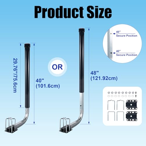 Hishine 1 Pair of Boat Trailer Guide L Shaped, 40"-48"-60" Adjustable Design Trailer Guide Ons Galvanized Steel for Boat, Fishing Boat, Sailboat Trailer, Silver by Hishine - Image 2