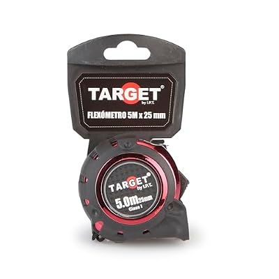 TARGET FLEX01 - Flexómetro Reforzado Goma 5M X 25mm, Metro Profesional | Cinta Métrica con Sistema de Bloqueo