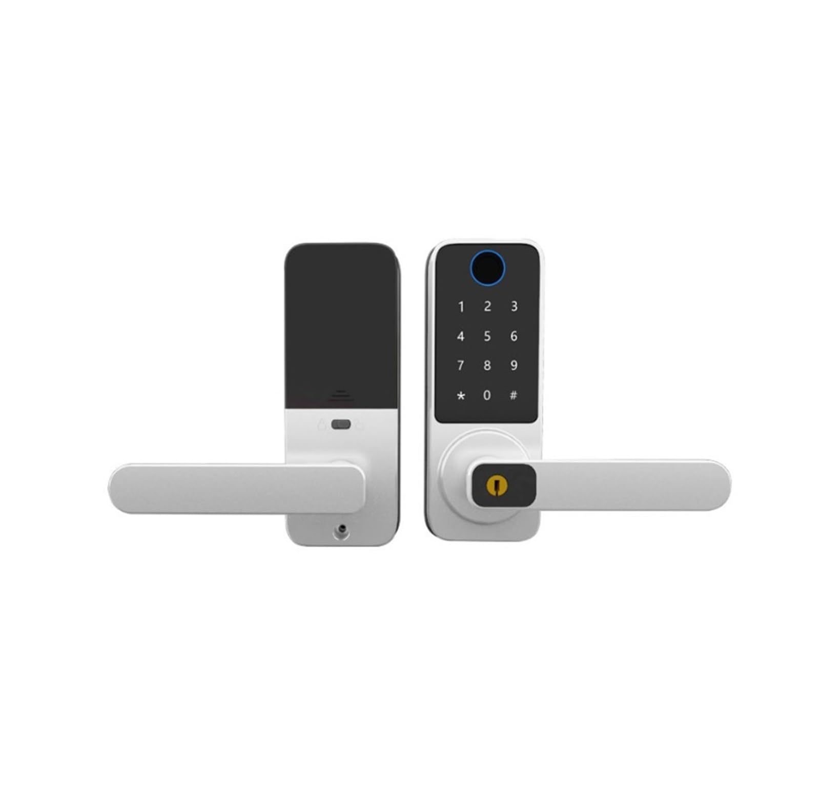 Juaksqzyi Silver Digital Smart Lock With Handle Biometric Electronic Fingerprint Smart Lock For Front Door For Home Office(Silver)