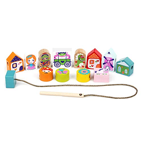 Cubika-14309-Juego Cuento de Hadas Levenya Juego de ensartar de Madera, Multicolor (14309)