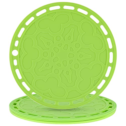 Free Shipping 🛒 Lucky Plus Big Round Silicone PotHolder Hot Pads and Trivets for Hot Dishes and Hot Pots Holder, Hot Mats for Countertops, Tables, Spoon Rest Small Place Mats Set of 3 Color Green