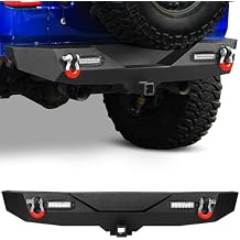 YITAMOTOR Rear Bumper Compatible for 2018-2026 Jeep Wrangler JL & Unlimited w/LED Lights, Hitch Receiver & D-Rings, Black
