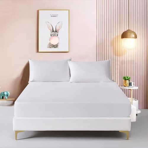 enaaya Microfiber Fitted Single Sheet - Lightweight, Soft & Wrinkle-Resistant (Double)