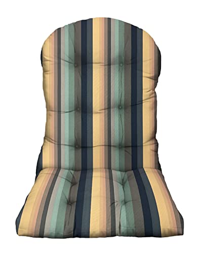 Rsh Décor Indoor Outdoor Single Tufted Adirondack Chair Seat Cushion, (Braymont Grey Blue Stripe) #TOP24