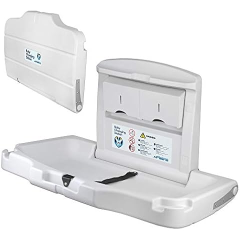 Commercial Baby Changing Table - Wall Mounted - Built in Liner Dispenser - Safety Belt Cover