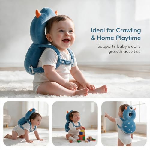 Image of Baby Head Protection Backpack - Soft Lightweight Fall Cushion for Toddlers During Crawling & Walking, Helps Ease Impact from Backward Tumbles(One-Eyed Monster)