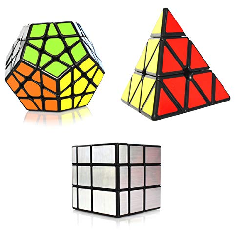 Preisvergleich Produktbild Maomaoyu Zauberwürfel Geschenkset Pyraminx + Megaminx +Mirror Speed Magischer Würfel Puzzle(Schwarz)