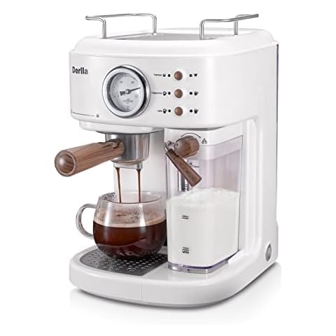 Derlla máquina de café espresso, 20 bares, capuchino, latte macchiato, acero inoxidable, bandeja lavavajillas, blanco Cover