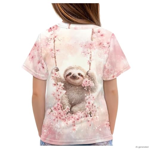Image of WELLFLYHOM Kids Tshirts Girls Boys Short Sleeve Crewneck Tees Shirts Casual Sport Pullover Tops Size 3-16 Years