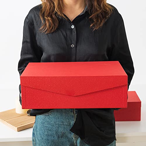 Soul & Lane Red And Gold Magnetic Gift Boxes For Presents (Pack Of 2): Stackable Gift Cartons With Lids, Rectangle Christmas Boxes, Bridesmaid Gifts Containers, Decorative Nesting Keepsake Boxes #TOP2