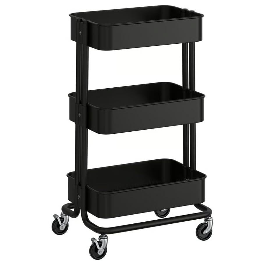 Ikea RÅSKOG Carro de servicio multifuncional – Cocina, Bar, Cuarto de baño, con ruedas suaves, 35 x 45 x 78 cm, color negro