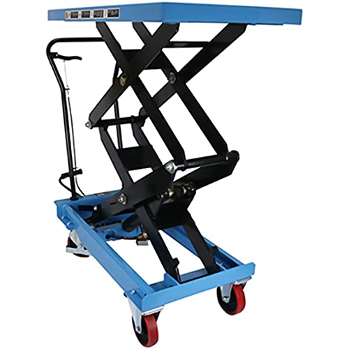 Manual Double Scissor Lift Table Cart Hydraulic High Lift Scissor Pallet Jack Truck Elevating Cart with Foot Pump, 1760lb Load Capacity, 20.5\" x 39.8\" Platform, 62.4\" Raised Height