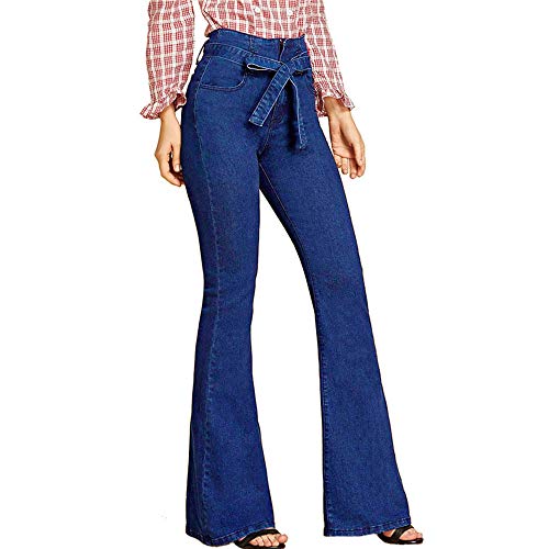 EVEDESIGN Women's Casual High Waist Flared Jeans Fashion Bell-Bottom Denim Pants with Belt Elegant Slim Fit Wide Leg Skinny Bootcut Denim Jeans with 4 Colors