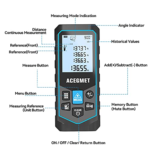 image for ACEGMET Laser Measurement Tool, Green Beam Laser Measure with Angle Se