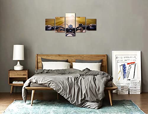 Hjl Art, Motor Art-28, 60 Inches Wx32 Inches H Motorcycle Wall Art Canvas Paintings -A Man Ride Motorbike On Road Landscape -Motorcycle Posters Print Artwork Wall Decor For Bedroom Garage Home Decorations Framed Ready To Hang #TOP4