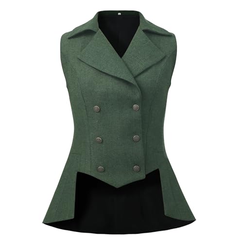 UniqKaliber Women's Victorian Waistcoat,1920s Outfits Renaissance Tweed Tailcoat Goth Steampunk Vest Jacket Top