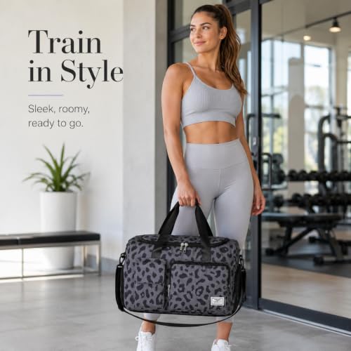 Image of FIORETTO Women's Gym Duffle Bag with Shoes Compartment, 30L Capacity, Ideal for Travel, Gym, Sports, Duffel, Weekender