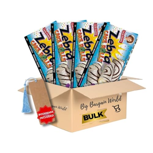 Zebra Rolls Snack Treat Cakes Snack Roll, Dessert, Bulk Box Pack 4 Ideal for any occasion Bonus Bookmark