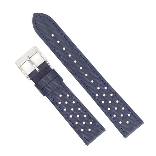 [JLIGONAFP] Perforated Breathable Watch Band 18mm 19mm 20mm 22mm Quick Release Strap Black Blue Green Wristband Belt(Navy blue 1