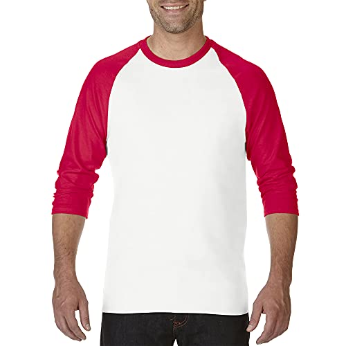 Gildan Adult Heavy Cotton 3/4 Raglan T-Shirt, Style G5700, 2-Pack, White/Red, Small by Gildan - Image 7