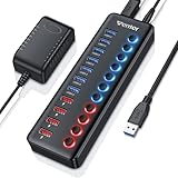 💯【Garanzia e servizio】 Offriamo una garanzia di un anno. Nessuna installazione richiesta; Collega e usa. La confezione contiene: hub USB 3.0, adattatore di alimentazione 12V/3A（1.5M）, cavo USB(1M).
