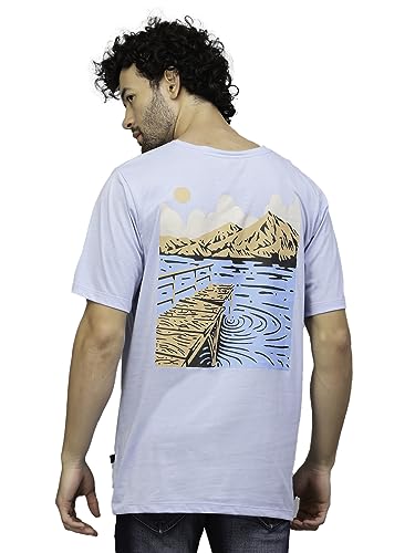 Image of Rigo Back Printed Half Sleeves Round Neck Oversized T-Shirt for Men | Drop Shoulder T-Shirt for Men | Loose Baggy Fit T-Shirt for Men