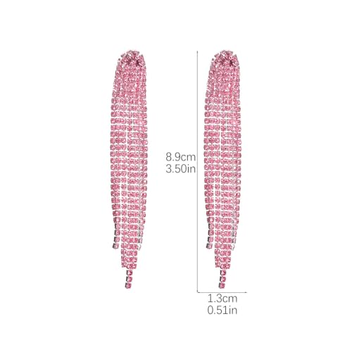 Silver Prom Earrings for Women Rhinestone Tassel Earring Sparkly Long Crystal Cz Drop Earrings Wedding Party Prom Earring Bow Rhinestone earring Party Jewelry Gifts for Women2