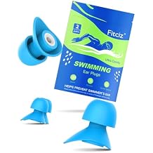 Swimming Ear Plugs for Adults, 2 Pairs Waterproof Earplugs in Case for Swimmers, Men, Women, Washable, Reusable, Comfortable S+M for Women, L+M for Men