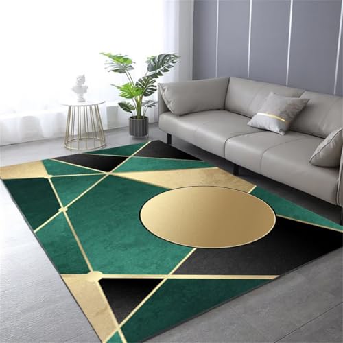 Tapis de décoration moderne vert noir jaune 80x140 cm haute densité