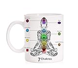 FUNNY CUP Taza 7 Chakras. Taza para el Yoga, meditación, relajación. Taza Amantes de la Vida Espiritual.