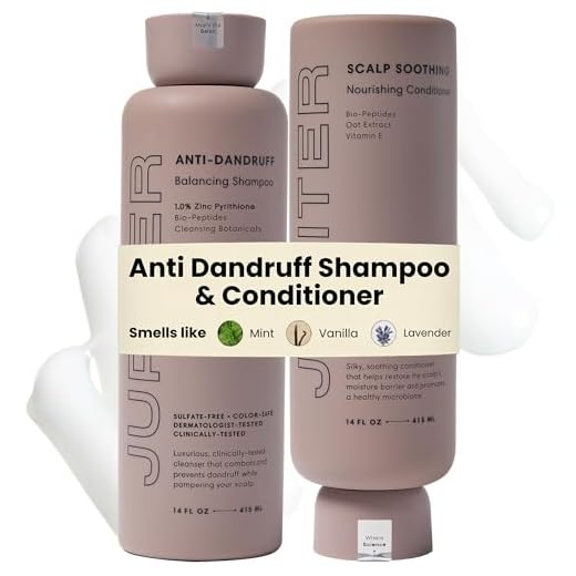 Jupiter Dandruff Shampoo & Conditioner For Dry, Oily, Itchy, Flaky Scalp - Color Safe - Sulfate, Paraben, Phthalate Free - Vegan - Premium Medicated Shampoo & Dry Scalp Conditioner - 9.5 fl oz each