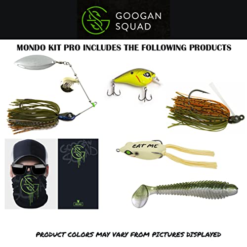 Catch Co Googan Squad Bass Fishing Mondo Kit PRO | Googan Squad Mini Banger, Zinger, Grass Hero, Filthy Frog, Saucy Swimmer, and Necko Sun Mask
