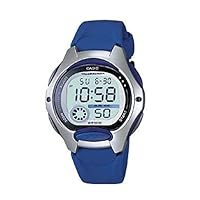CASIO Women's Stainless Steel Rim Digital Watch, Clear Dial, Blue Band, Mid Size