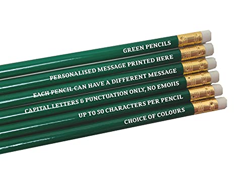 Personalised Pencils - Choice of Colours and Quantities (6 Pencils, Green)