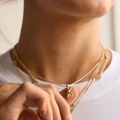 Gwen Mini Bubble Initial Necklace - Gold-Plated Bubble Letter Pendant, 17 Inch Chain with Lobster Clasp, Perfect Personalized Gift for Women3