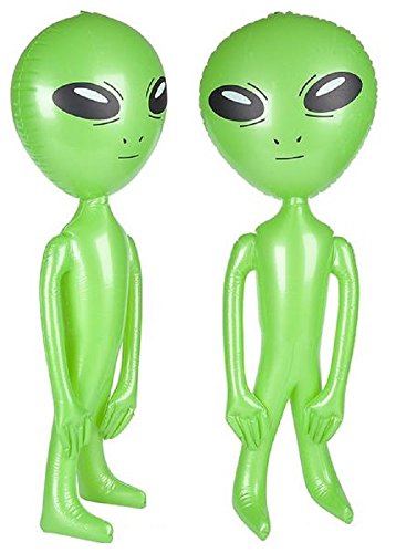 Novelty Treasures Set of 2 Green Alien Inflates 36 Inch UFO Outer Space Creatures