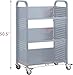 H&A Rolling Book Cart Home Office Library Book Truck Flat Storage Organizer Shelves 200lbs Capacity (Gray)