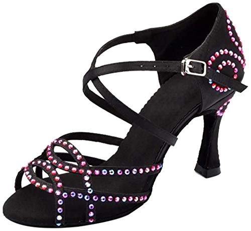 MGM-Joymod - Sandalias de baile latino para mujer., color Negro, talla 40.5 EU