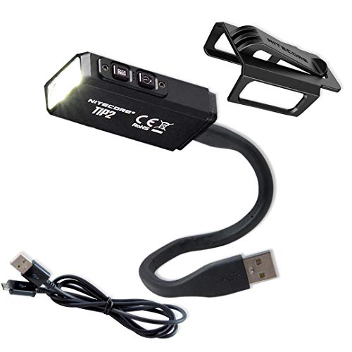 Nitecore TIP 2 (TIP2) 720 Lumen USB Rechargeable Keychain Flashlight with USB Charging Cable Stand and LumenTac Micro-USB Charging Cable