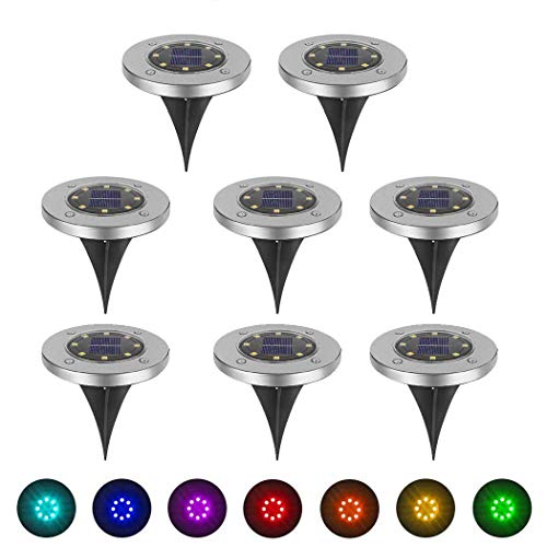 8 Stück Solarlampen für den Garten im Freien 8 LEDs Solar-Bodenleuchten Solar-Bodenleuchten im Freien IP65 Wasserdichte LED-Solar-Pfadleuchten für den Garten im Innenhof (Mehrfarbig) Cover