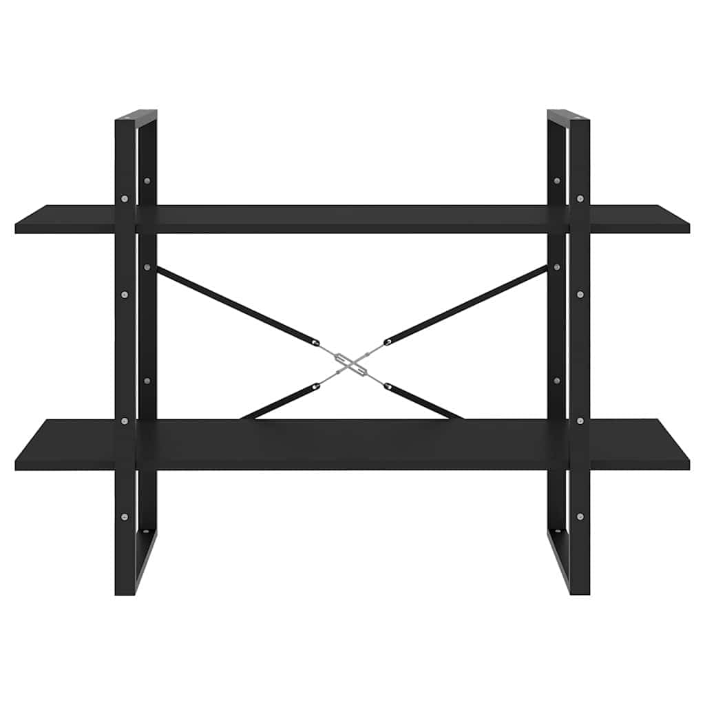Libreria a 2 scomparti, colore nero, 100 x 30 x 70 cm, in legno e